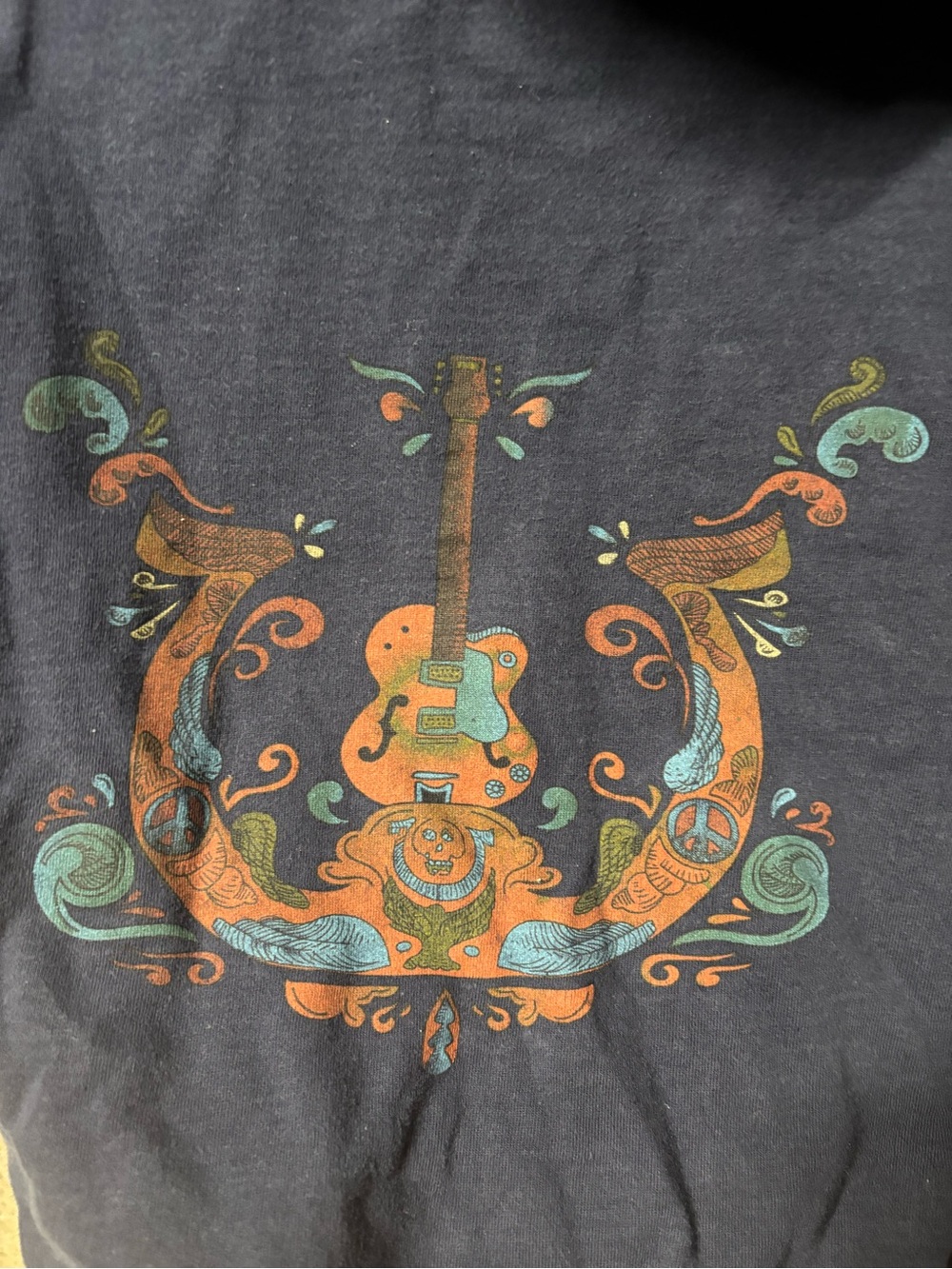 True Religion Black Graphic Guitar Crest Hoodie